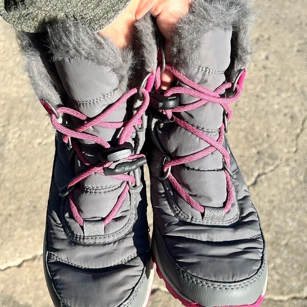 Sorel Gray and Pink Winter Waterproof Boots